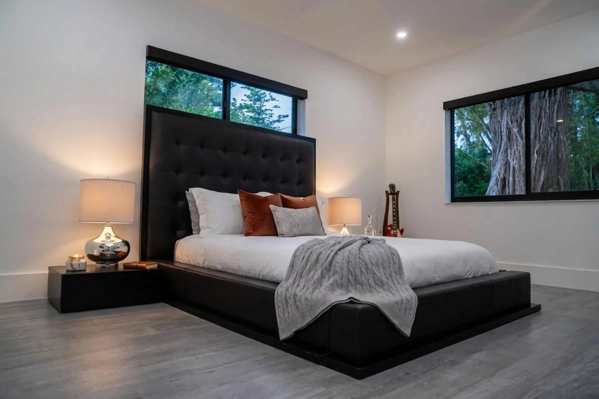 Guest bedroom with garden views