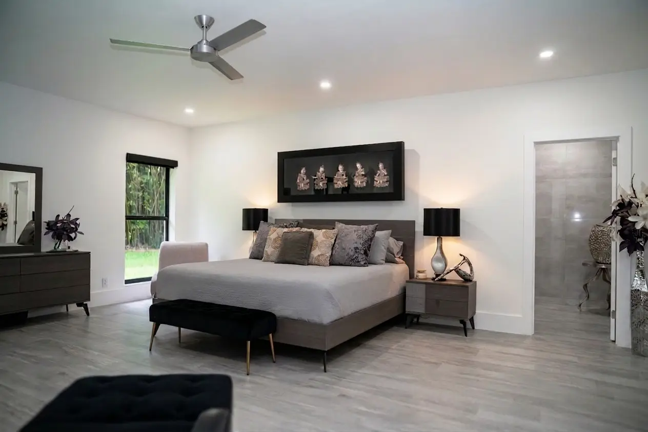 Primary suite, private wing with ensuite access and garden views