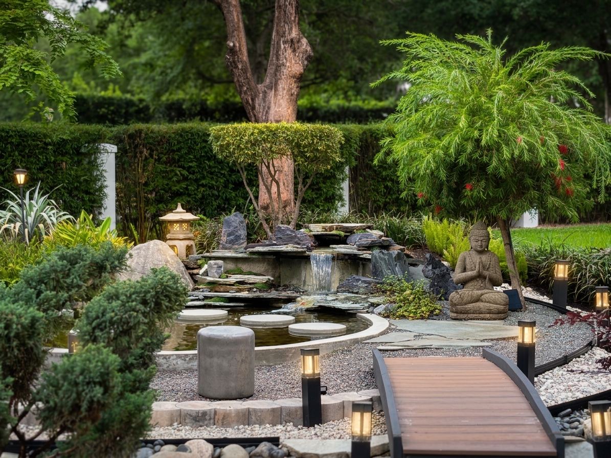 Serenity reflection pool with stone surround